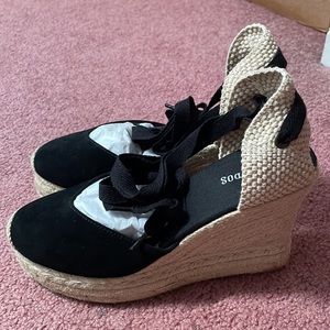 Soludos Black Marseille Wedge Espadrille NWT